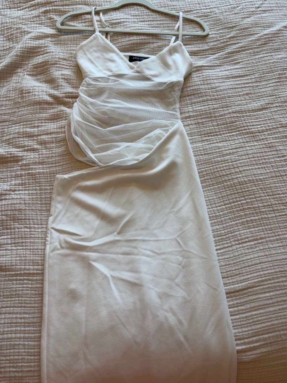 White Fox Boutique Women's White Dress.
Cutout Maxi Skirt with Sheer Waistband - Picture 3 of 7